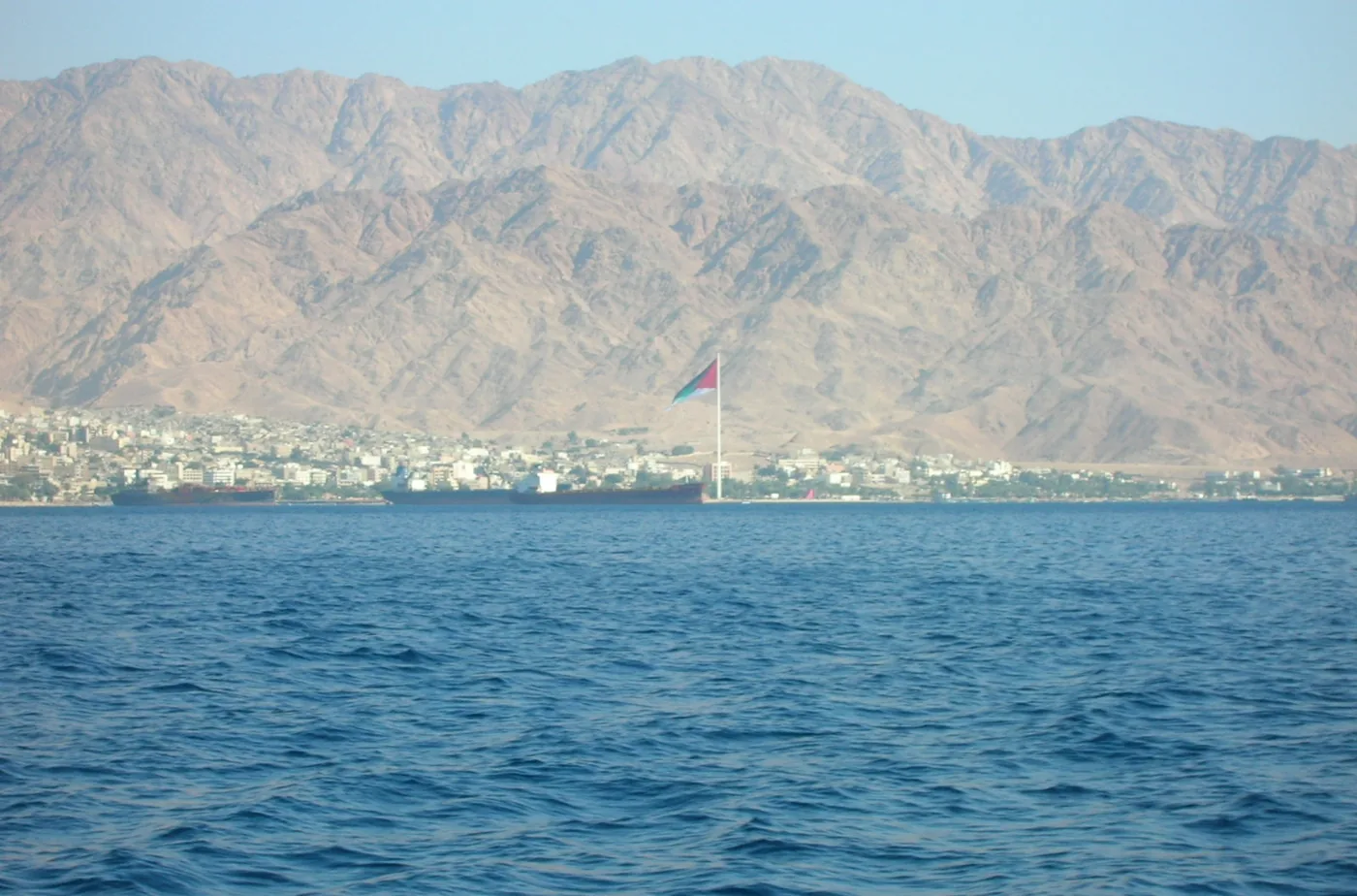 Mountains above the Gulf of Aqaba seen from the water